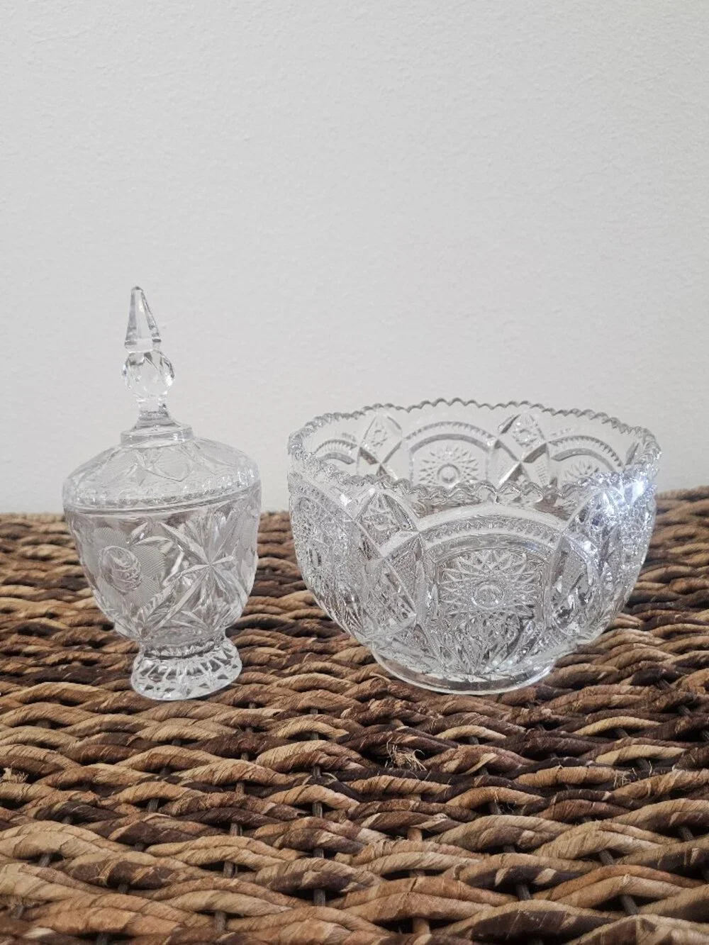 Two beautifully crafted pieces of vintage clear glassware